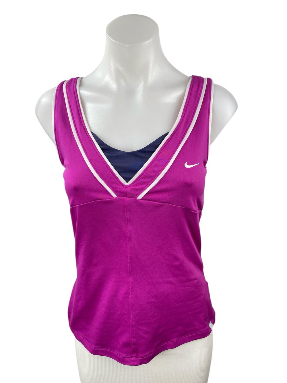 Nike Dri Fit Smash Classic Purple V Neck Yoga Workout Athletic Tank Top Size M